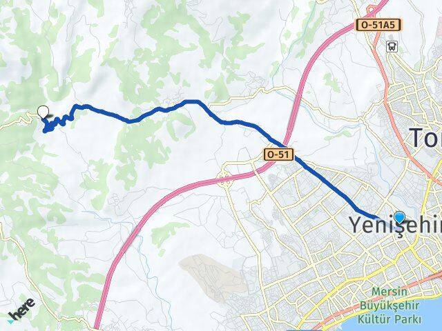 Mersin Yenişehir Turunçlu Yenişehir Arası Kaç Km - Yol Haritası