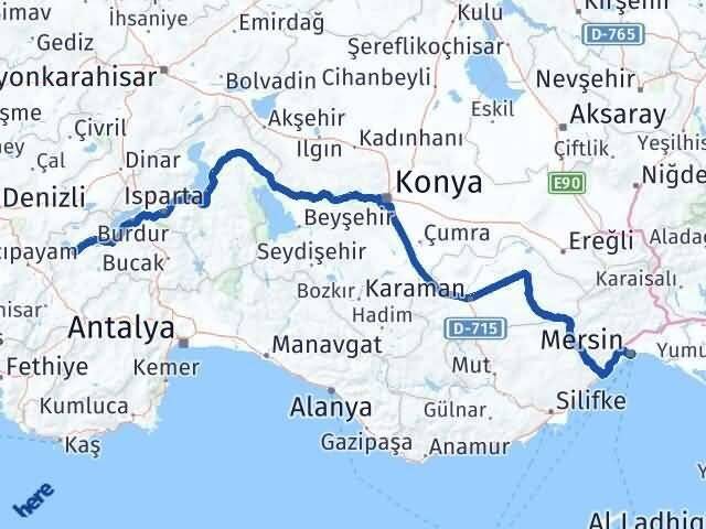 Mersin Yeşilova Burdur Arası Kaç Km - Yol Haritası