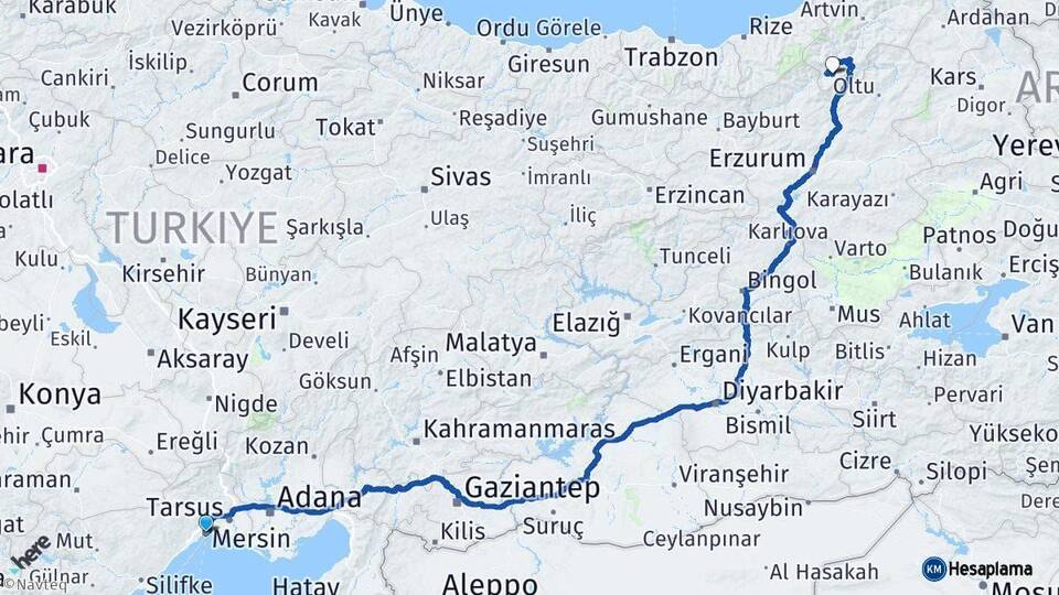 Mersin Yusufeli Artvin Arası Kaç Km - Yol Haritası