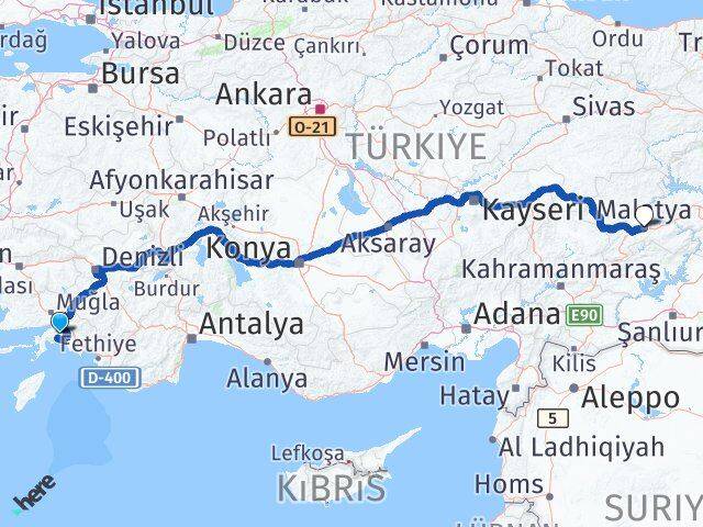 Muğla Battalgazi Malatya Arası Kaç Km - Yol Haritası