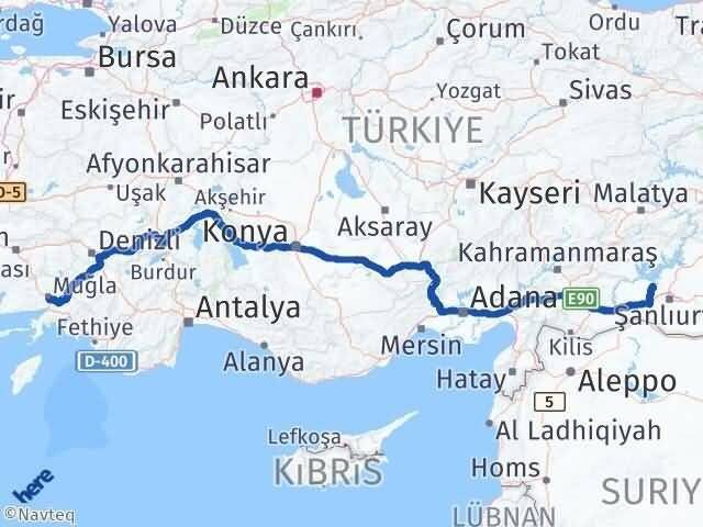 Muğla Bozova Şanlıurfa Arası Kaç Km - Yol Haritası