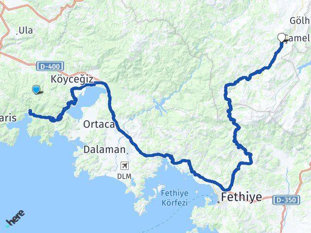 Muğla Çameli Denizli Arası Kaç Km - Yol Haritası