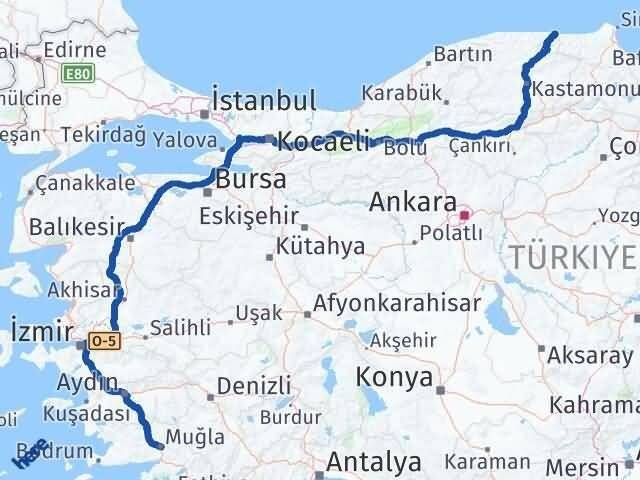 Muğla Çatalzeytin Kastamonu Arası Kaç Km - Yol Haritası