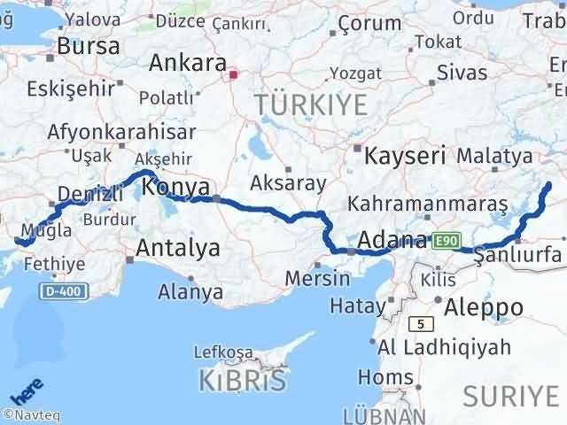 Muğla Çermik Diyarbakır Arası Kaç Km - Yol Haritası