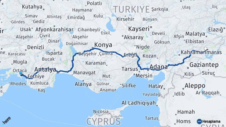 Muğla Dalaman Adıyaman Arası Kaç Km - Yol Haritası