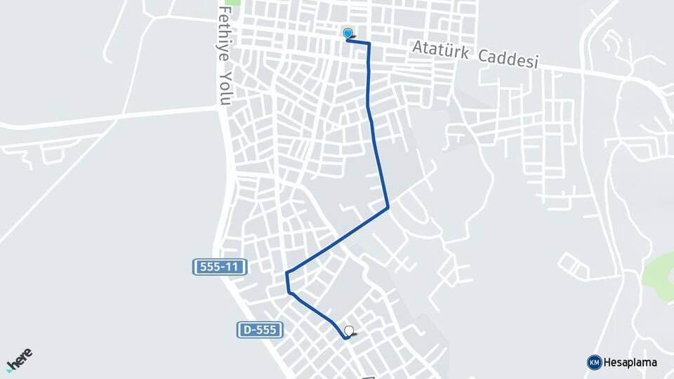 Muğla Dalaman Karaçalı Dalaman Arası Kaç Km - Yol Haritası