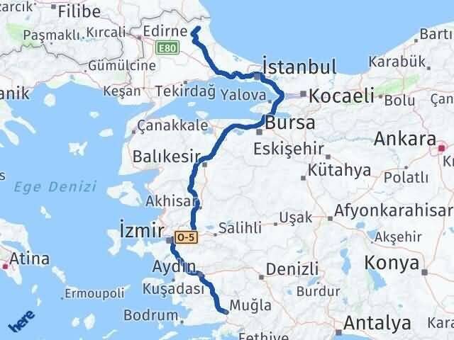 Muğla Demirköy Kırklareli Arası Kaç Km - Yol Haritası