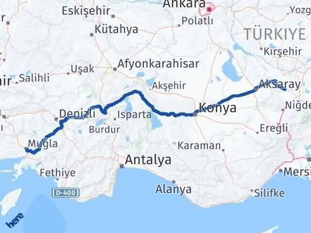Muğla Derinkuyu Nevşehir Arası Kaç Km - Yol Haritası
