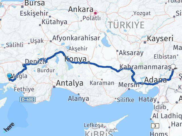Muğla Dulkadiroğlu Kahramanmaraş Arası Kaç Km - Yol Haritası