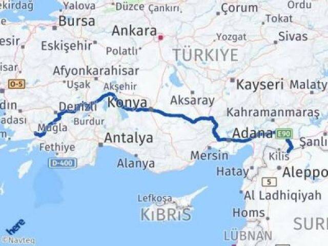 Muğla Elbeyli Kilis Arası Kaç Km - Yol Haritası