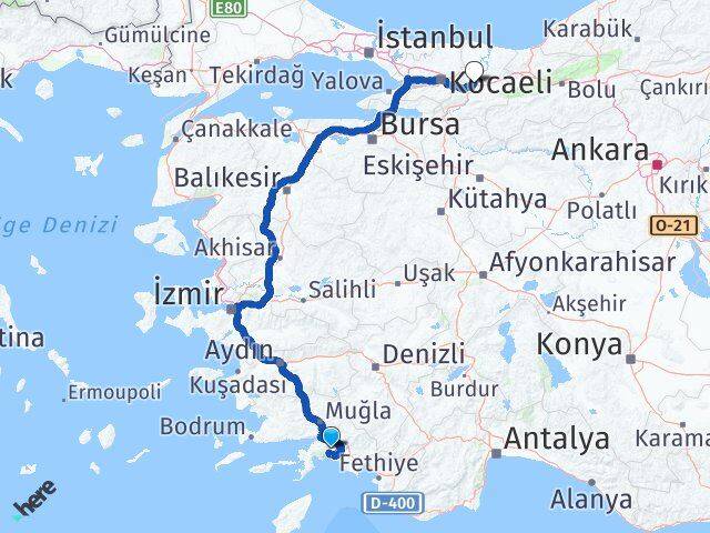Muğla Erenler Sakarya Arası Kaç Km - Yol Haritası