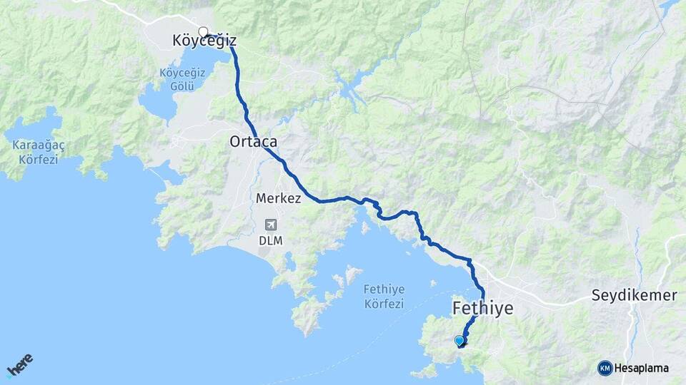 Muğla Fethiye Kayaköy Köyceğiz Arası Kaç Km - Yol Haritası