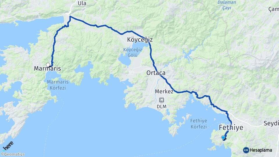 Muğla Fethiye Kayaköy Marmaris Arası Kaç Km - Yol Haritası