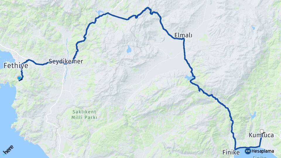 Muğla Fethiye Ölüdeniz Kumluca Antalya Arası Kaç Km - Yol Haritası