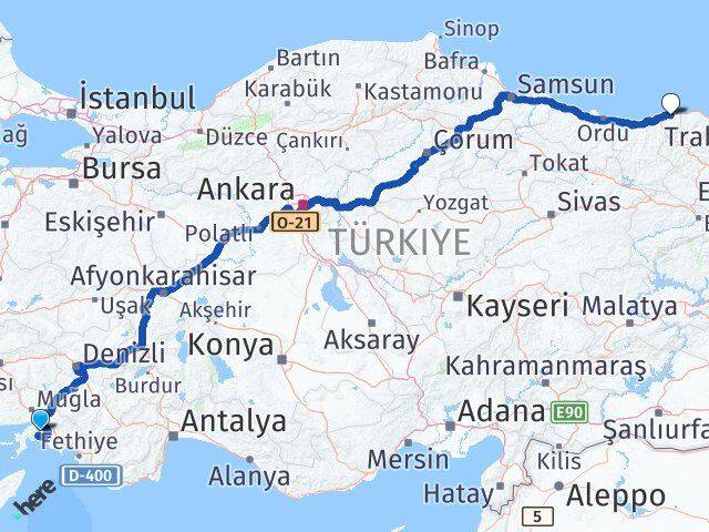 Muğla Görele Giresun Arası Kaç Km - Yol Haritası