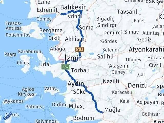 Muğla Havran Balıkesir Arası Kaç Km - Yol Haritası