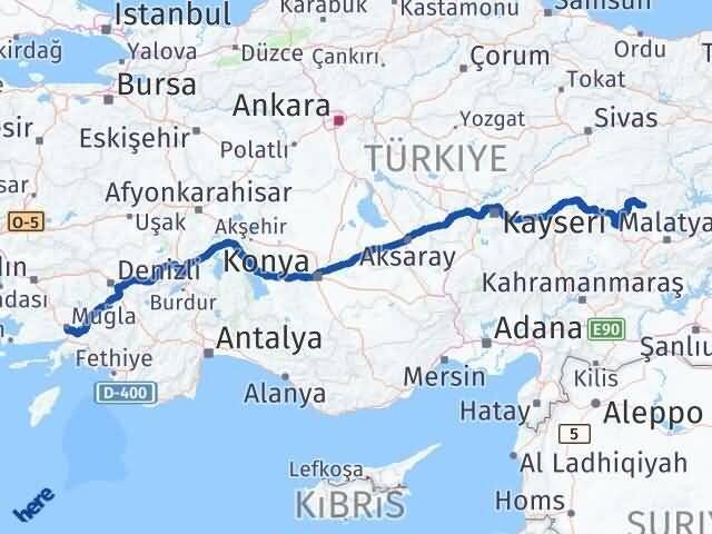 Muğla Hekimhan Malatya Arası Kaç Km - Yol Haritası