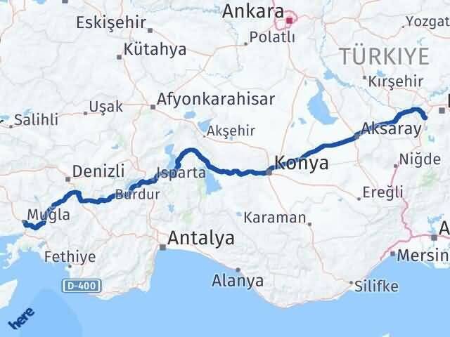 Muğla İncesu Kayseri Arası Kaç Km - Yol Haritası