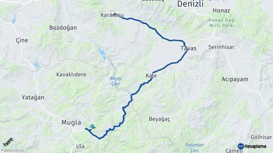Muğla Karacasu Aydın Arası Kaç Km - Yol Haritası