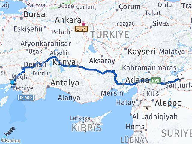 Muğla Karaköprü Şanlıurfa Arası Kaç Km - Yol Haritası