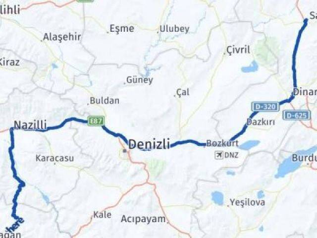 Muğla Kavaklıdere Afyonkarahisar Arası Kaç Km - Yol Haritası