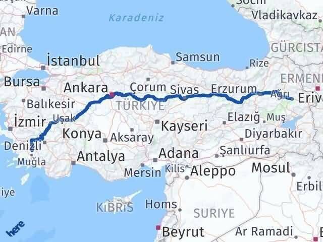 Muğla Kavaklıdere Ağrı Arası Kaç Km - Yol Haritası