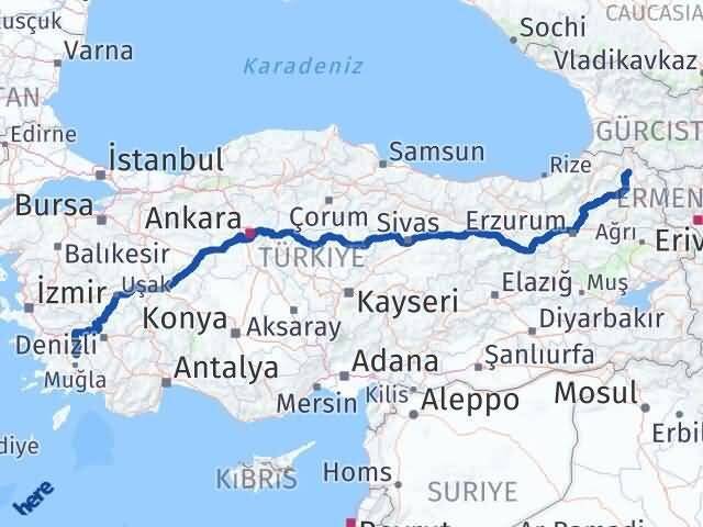Muğla Kavaklıdere Ardahan Arası Kaç Km - Yol Haritası