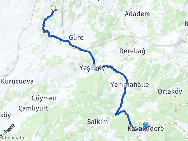 Muğla Kavaklıdere Çamlıyurt Kavaklıdere Arası Kaç Km - Yol Haritası
