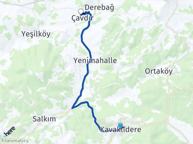 Muğla Kavaklıdere Çavdır Kavaklıdere Arası Kaç Km - Yol Haritası
