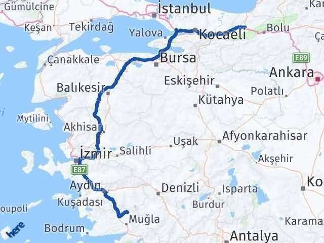 Muğla Kavaklıdere Düzce Arası Kaç Km - Yol Haritası