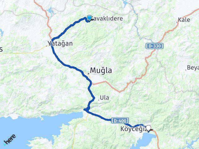 Muğla Kavaklıdere Köyceğiz Arası Kaç Km - Yol Haritası