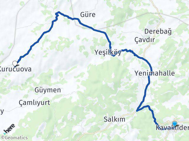 Muğla Kavaklıdere Kurucuova Kavaklıdere Arası Kaç Km - Yol Haritası