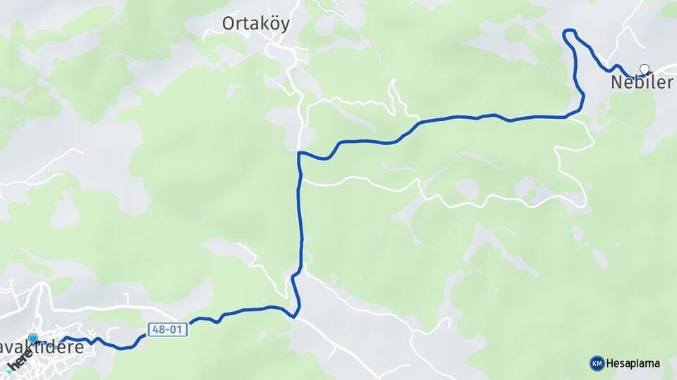 Muğla Kavaklıdere Nebiler Kavaklıdere Arası Kaç Km - Yol Haritası
