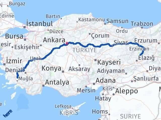 Muğla Kavaklıdere Tunceli Arası Kaç Km - Yol Haritası
