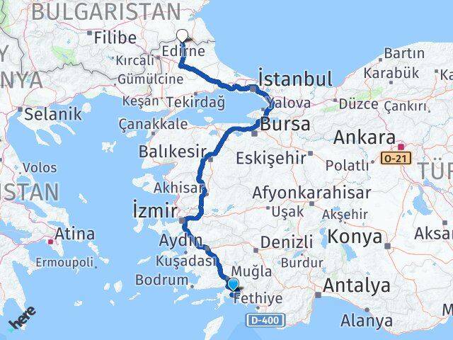 Muğla Kofçaz Kırklareli Arası Kaç Km - Yol Haritası