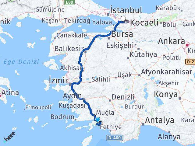 Muğla Körfez Kocaeli Arası Kaç Km - Yol Haritası
