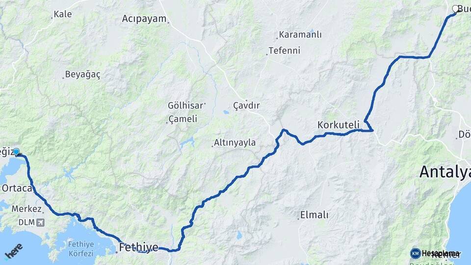 Muğla Köyceğiz Bucak Burdur Arası Kaç Km - Yol Haritası