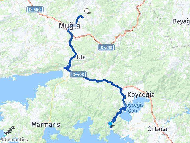 Muğla Köyceğiz Ekincik Menteşe Arası Kaç Km - Yol Haritası