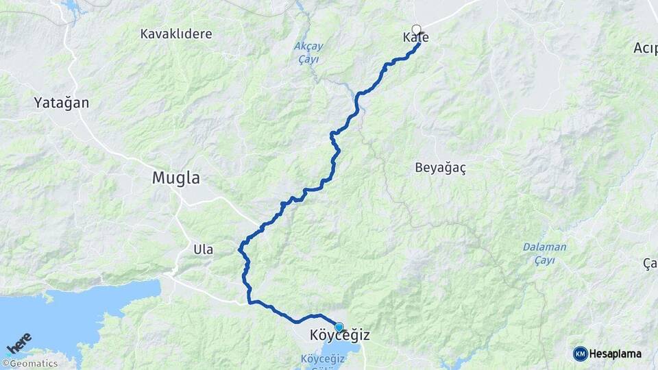 Muğla Köyceğiz Kale Denizli Arası Kaç Km - Yol Haritası