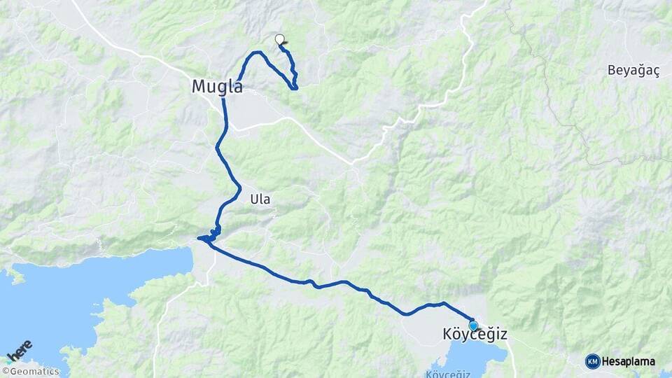 Muğla Köyceğiz Menteşe Arası Kaç Km - Yol Haritası