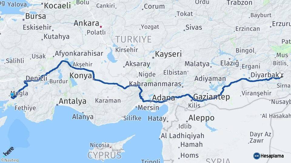 Muğla Kurtalan Siirt Arası Kaç Km - Yol Haritası