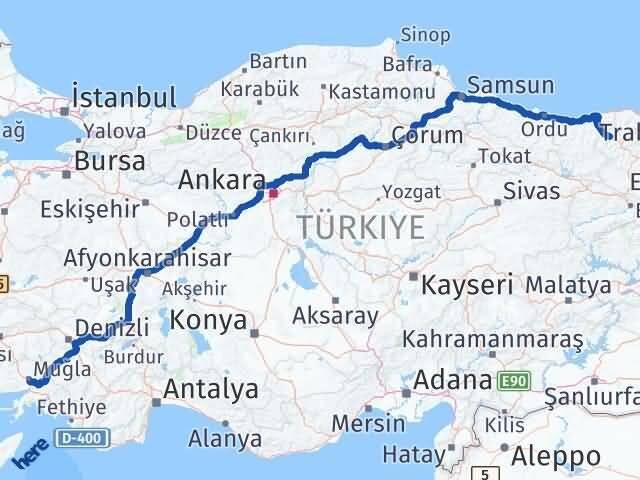 Muğla Kürtün Gümüşhane Arası Kaç Km - Yol Haritası