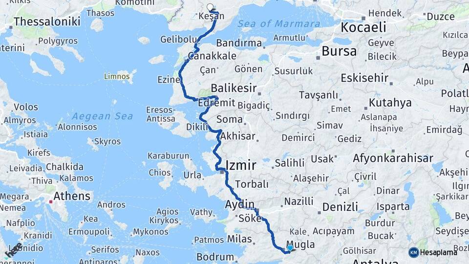 Muğla Malkara Tekirdağ Arası Kaç Km - Yol Haritası