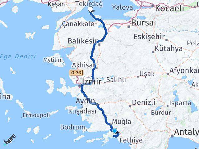 Muğla Marmara Balıkesir Arası Kaç Km - Yol Haritası