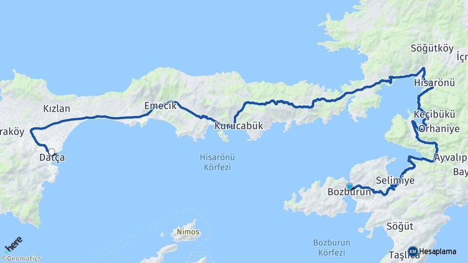 Muğla Marmaris Bozburun Datça Arası Kaç Km - Yol Haritası