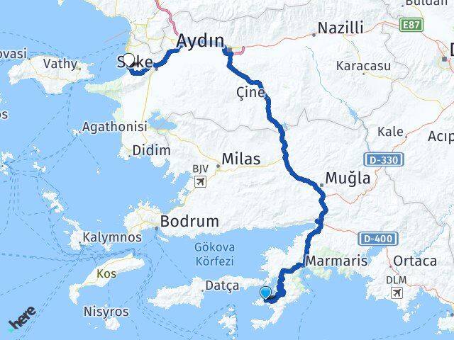 Muğla Marmaris Bozburun Kuşadası Aydın Arası Kaç Km - Yol Haritası