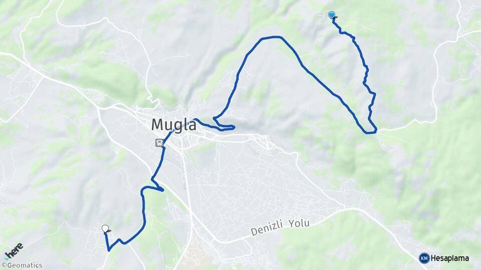 Muğla Menteşe Akkaya Menteşe Arası Kaç Km - Yol Haritası