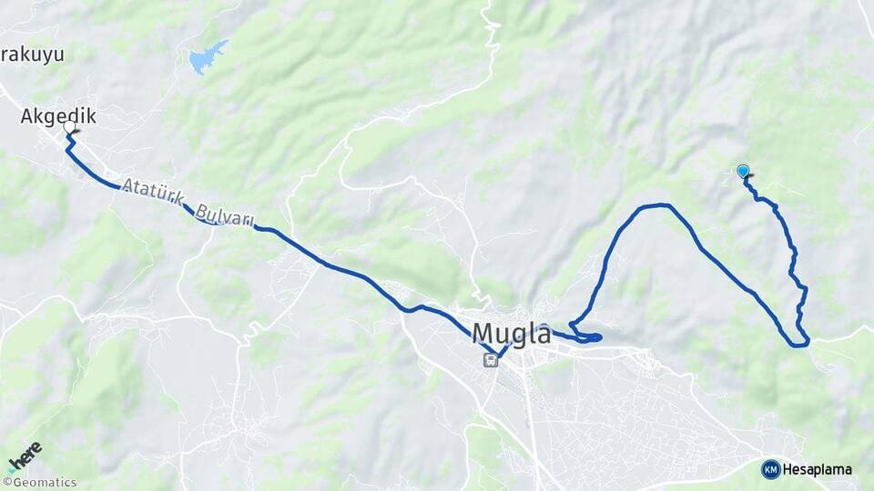 Muğla Menteşe Bayır Menteşe Arası Kaç Km - Yol Haritası