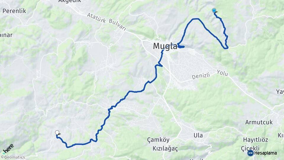 Muğla Menteşe Denizova Menteşe Arası Kaç Km - Yol Haritası