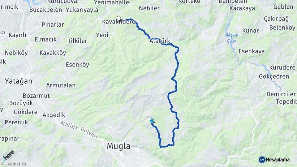 Muğla Menteşe Kavaklıdere Arası Kaç Km - Yol Haritası